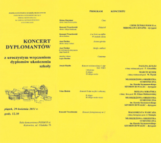 Solistka z towarzyszeniem Orkiestry Symfonicznej - Koncert Dyplomantów, POSM II st. im. K. Szymanowskiego w Katowicach 2011