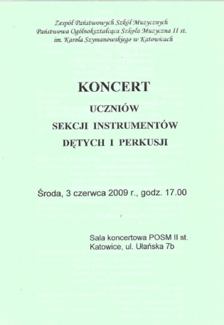 Solistka oraz I flet w kwartecie fletowym, POSM II st. w Katowicach 2009
