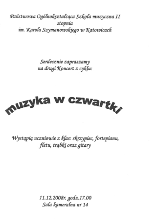 Solistka - Koncert Muzyka w Czwartki w POSM II st. w Katowicach