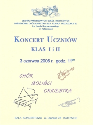 Solistka - Koncert Uczniów Klas I i II w POSM II st. w Katowicach
