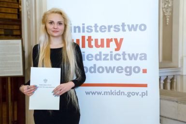 Stypendystka Ministra Kultury i Dziedzictwa Narodowego "Młoda Polska 2016" z Narodowego Centrum Kultury w Warszawie 2016