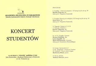 1st flute, Flute duet with piano, Concert by the Academy of Music in Cracow 2012