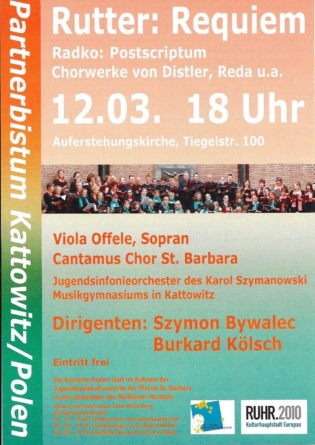 1st flute, Concert Kultur im Bistum Essen 2010, Heilig Kreuz in Essen - Germany, The Karol Szymanowski Youth Symphony Orchestra, conductor Szymon Bywalec 2010