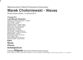 Flutist, Last Minute Orchestra, 26th International Festival of Krakow Composers, Concert Marek Choloniewski - Waves 2014